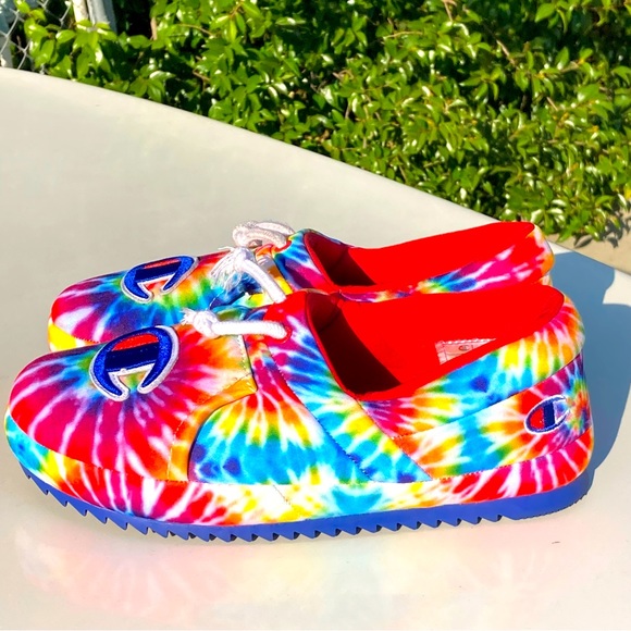 Champion Tie Dye Rainbow Hoodie Slippers Size 7Y - Picture 6 of 17